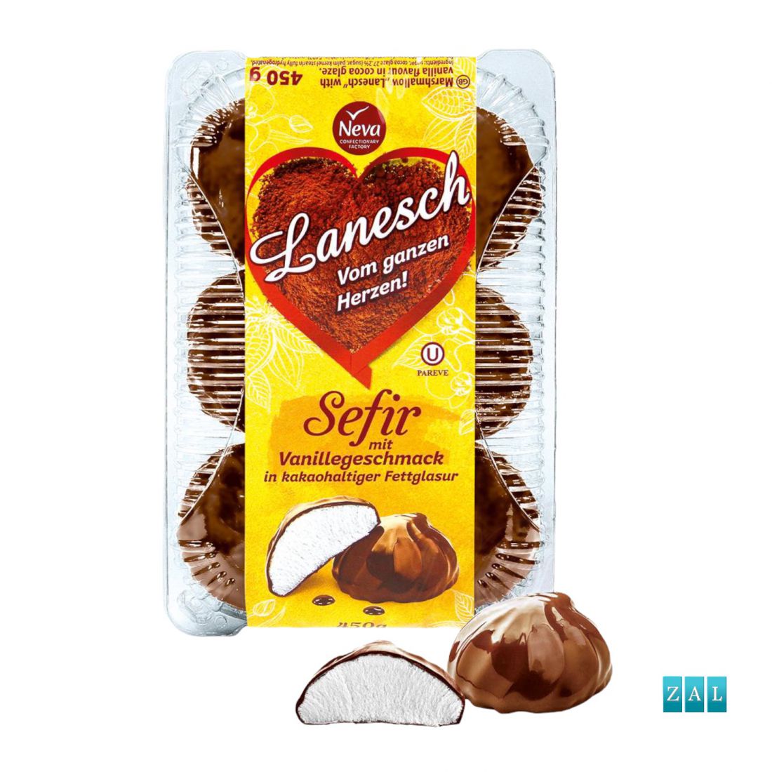 ”Zefir Lanezs” vaníliás habos édesség csokoládé bevonatban 450g